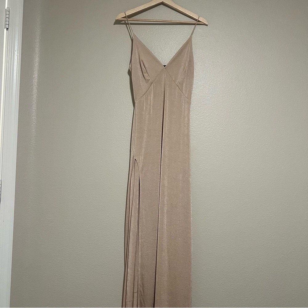 PrettyLittleThing Gold Maxi Dress size 6